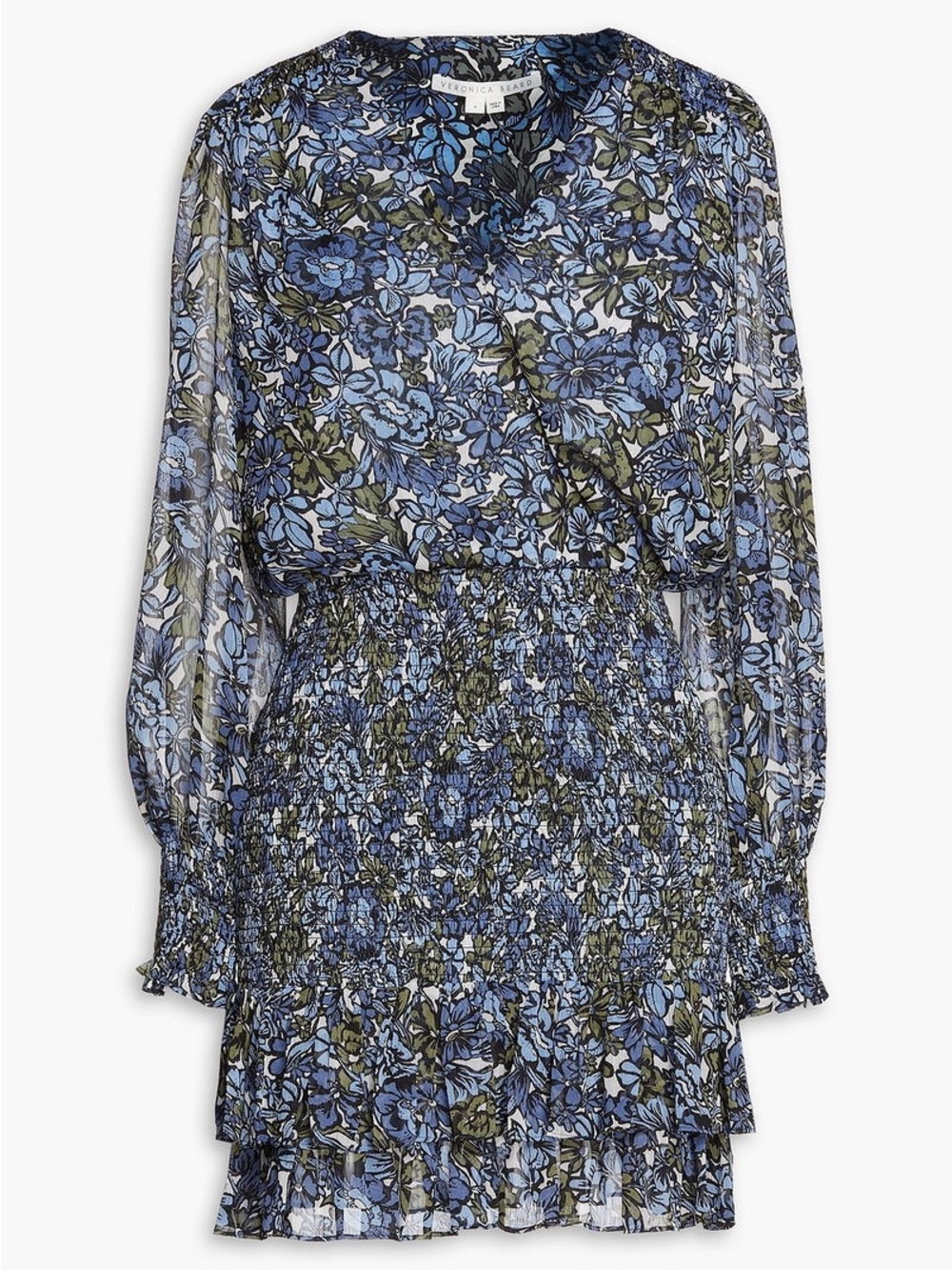 Veronica Bears Saera Shirred Floral-Print Mini Dress